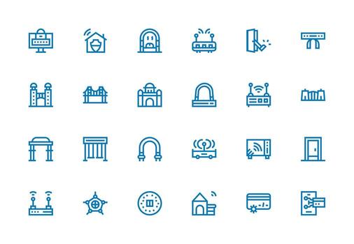 24 grueso línea línea íconos para puerta gráficos icono paquete para ui vector