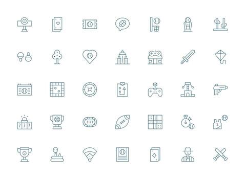 35 Icons for Game in Light Line Format Interface Icon Collection for Daily Projects vector