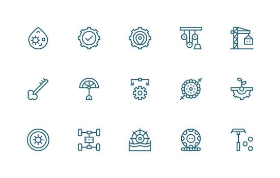 15 íconos para mecanismo en regular línea formato ligero icono serie vector