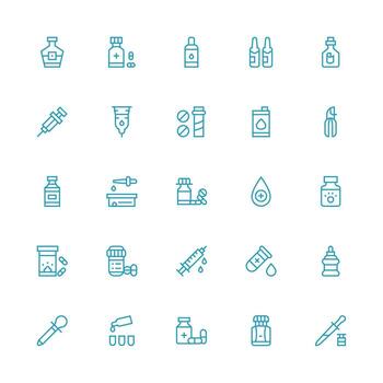 25 Icons for Vial in Medium Stroke Outline Format Flexible Icon System for Web Interfaces vector