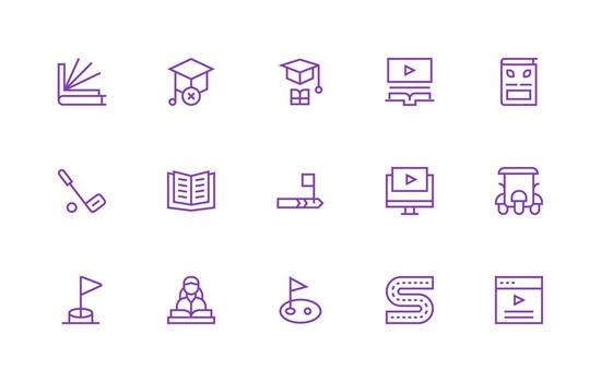 Course Design Icons featuring 15 in Regular Line Style Simple Icons for Interface and Wireframes vector