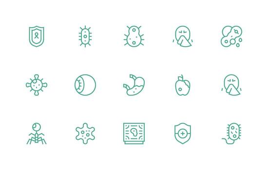 Disease Visual Pack containing 15 Regular Line Icons Balanced Icon Set for Functional Design vector
