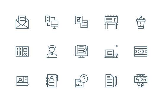 15 Regular Line Style Icons from Information Collection Design Ready Icon Set for Teams vector
