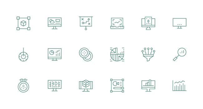 Visualization including 18 Minimal Line Illustrations Icon Set for Web vector