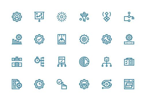 24 íconos para proceso en grueso línea línea formato web y aplicación icono paquete colección vector