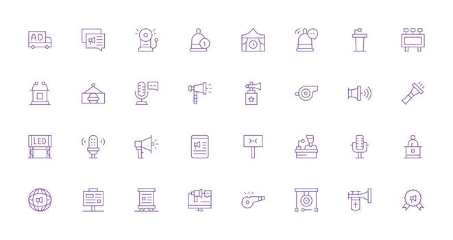 Thin Line Icons from Announcement Set with 32 Vectors Multi-Purpose Icon Set