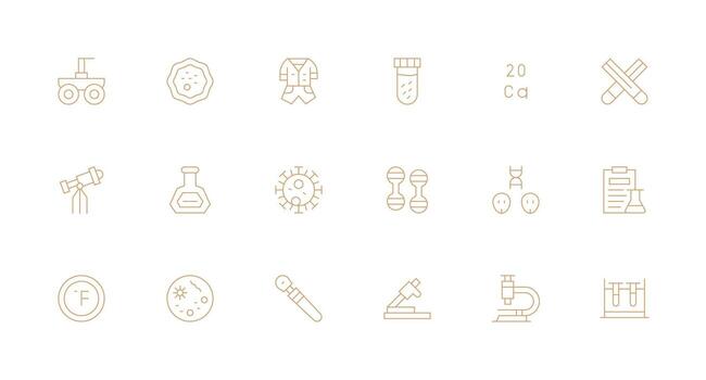 Scientific featuring 18 Icons in Minimal Line Design Sharp Icons for Presentations vector