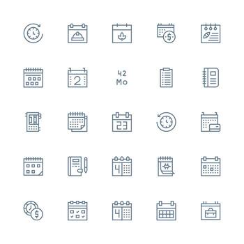 Monthly Icon Set with 25 Medium Stroke Outline Graphics Core Icon Collection for Daily Tasks vector