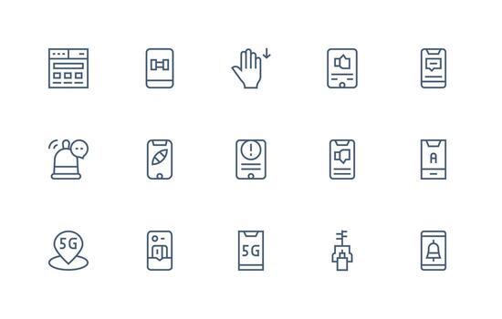 Mobile featuring 15 Icons in Regular Line Design Well-Structured Icons for Creative Use vector