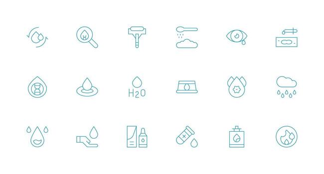 gotita diseño íconos presentando 18 en mínimo línea estilo tablero icono serie vector