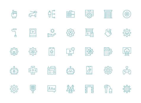 35 Light Line Designs for Control Icons Minimal Icon Set for Interface Projects vector