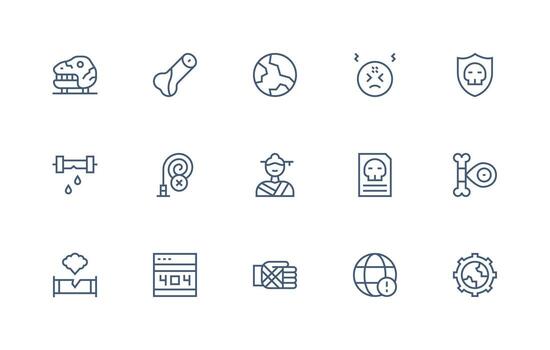 Regular Line Style Broken Icons with 15 Vectors Interface Icon Collection