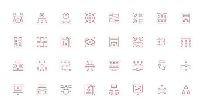 32 diagrama de flujo íconos en Delgado línea estético web icono colección vector
