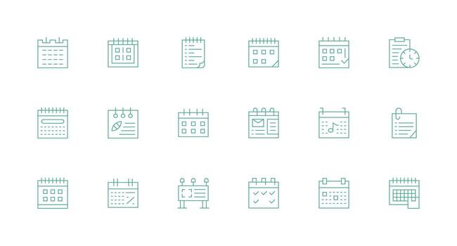 18 íconos para recordatorios en mínimo línea formato icono conjunto para aplicaciones vector