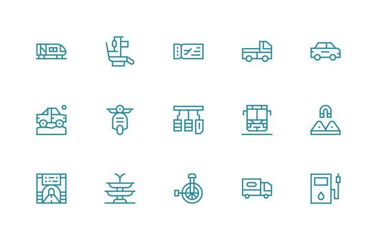 15 Regular Line Vectors for Transportation Theme Neatly Designed Icons for Web Platforms
