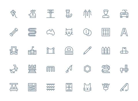 35 Regular Clean Line Icons for Line Graphics Full Icon Library for UI Designers vector