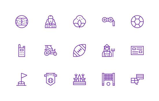 Field Icon Set with 15 Regular Line Graphics Dashboard Icon Series vector