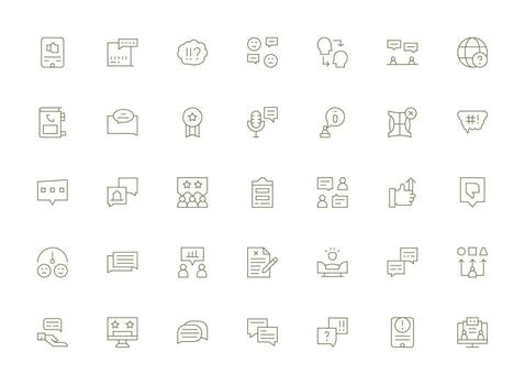 realimentación presentando 35 íconos en ligero línea diseño íconos construido para visual consistencia paquete vector