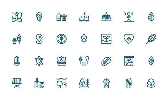 Eco Design Icons featuring 28 in Bold Line Style Scalable Icons for Cross-Platform Interfaces vector
