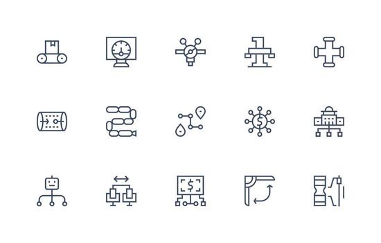 fluir diseño íconos presentando 15 en regular línea estilo flexible icono sistema para web interfaces vector