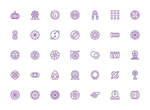 Regular Clean Line Style Circular Icons with 35 Vectors Responsive Icon Set for Flexible Layouts