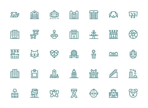 35 Icons for Modern in Regular Clean Line Format Multi-Style Icon Collection vector