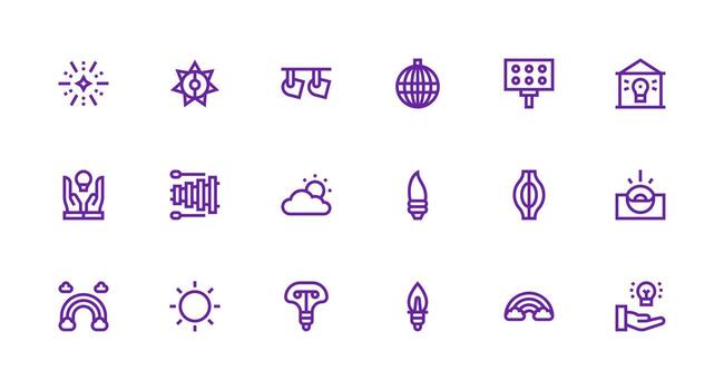 Bright featuring 18 Icons in Strong Stroke Line Design Well-Structured Icons for Creative Use vector