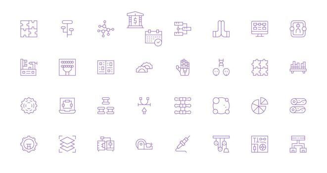 32 íconos para componentes en Delgado línea formato general utilizar icono paquete vector