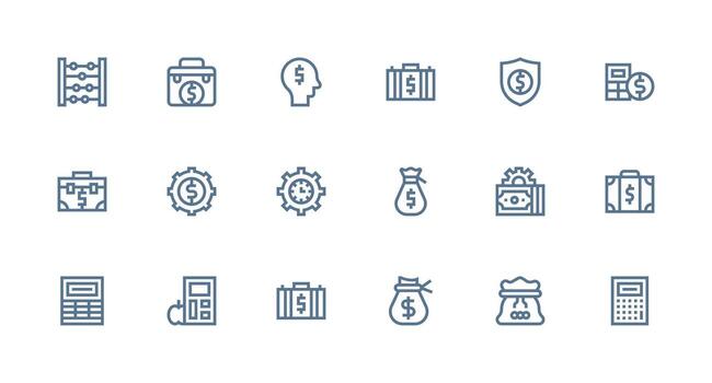Budgeting including 18 Strong Stroke Line Illustrations Flexible Icon System for Web Interfaces vector
