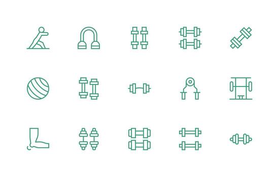 15 Muscle Icons in Regular Line Aesthetic Flexible Icon System for Web Interfaces vector