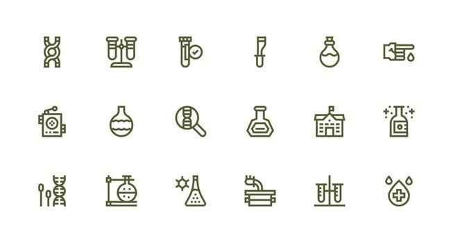 laboratorio icono conjunto con 18 fuerte carrera línea gráficos escalable icono paquete vector