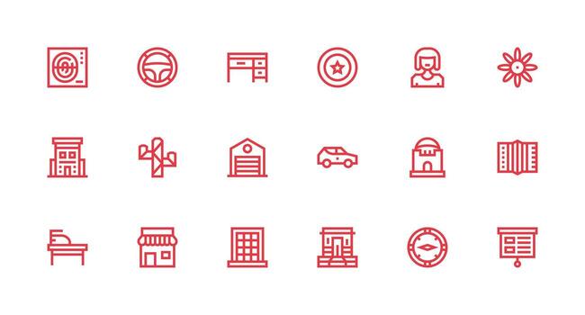 Flat featuring 18 Icons in Strong Stroke Line Design Icon Set for Projects vector