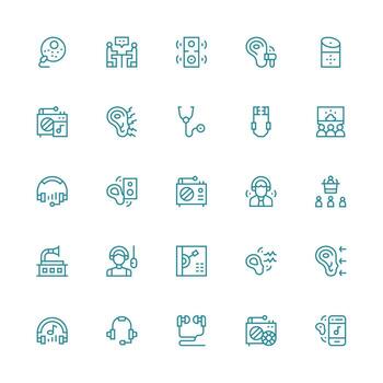 medio carrera contorno íconos desde escuchando conjunto con 25 vectores tablero icono serie