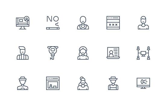 Login including 15 Regular Line Illustrations Core Icon Collection for Daily Tasks vector