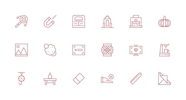 Minimal Line Style Object Icons with 18 Vectors Multi-Purpose Icon Pack for Templates