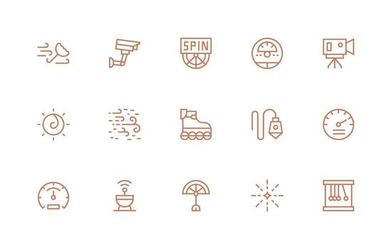 15 Regular Line Icons for Motion Graphics Scalable Icon Pack vector