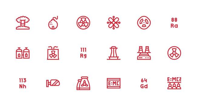 18 Icons for Nuclear in Strong Stroke Line Format Multi-Style Icon Collection vector