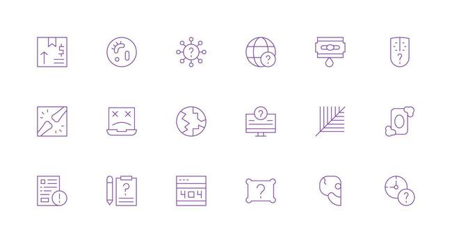 Missing Visual Pack containing 18 Minimal Line Icons Clean Icon Collection for Web Use vector