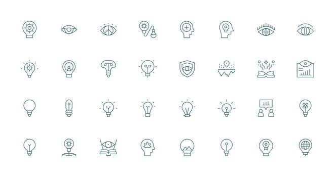 32 Thin Line Icons for Insight Graphics Minimal Icon Set for Interface Projects vector
