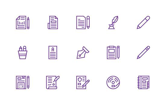 regular línea íconos desde escritura conjunto con 15 vectores sencillo íconos para interfaz y wireframes