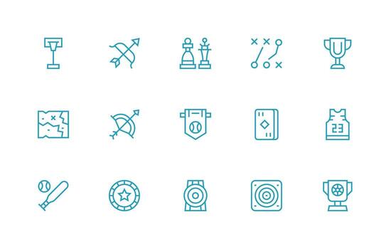 15 Game Icons in Regular Line Aesthetic UI Icon Set vector