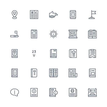 Guide featuring 25 Icons in Medium Stroke Outline Design Clean Icon Set Icon Pack for UI Projects vector