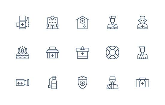 15 Icons for First Aid in Regular Line Format Reliable Icons for All Interfaces vector