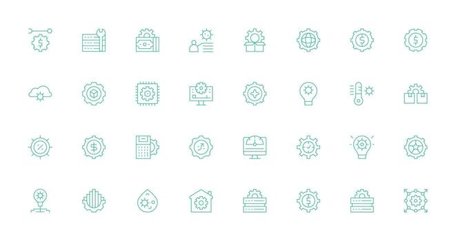 Delgado línea estilo mejoramiento íconos con 32 vectores versátil icono colección para diseñadores