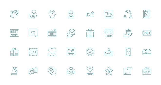 32 Thin Line Icons for Appreciation Graphics Full Icon Library for UI Designers vector