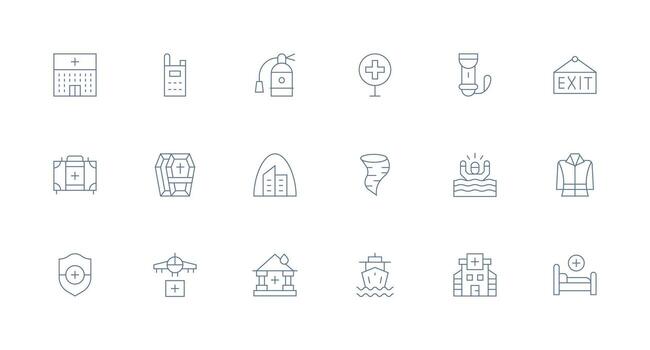 Emergency Set with 18 Minimal Line Icons Multi-Purpose Icon Set vector
