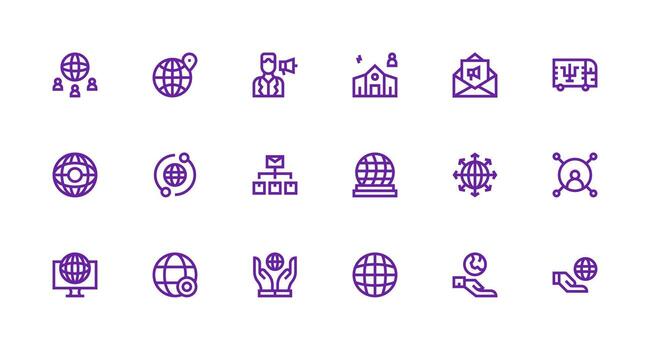 Outreach featuring 18 Icons in Strong Stroke Line Design Sharp Icons for Presentations vector