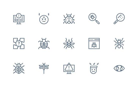 error visual paquete conteniendo 15 regular línea íconos mínimo icono conjunto para interfaz proyectos vector