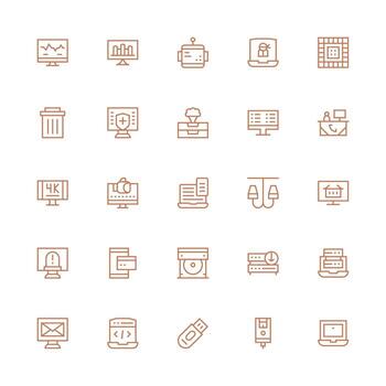 25 Medium Stroke Outline Vectors for Computer Theme All Device Compatible Icon Set