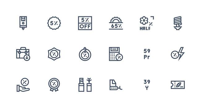 ahorro icono colección con 18 fuerte carrera línea diseños web y aplicación icono paquete colección vector